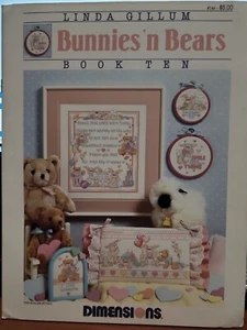 Bunnies 'n Bears CrossStitch Pattern Leaflet BK 10 Linda Gillum BabyDimensions - Picture 1 of 9