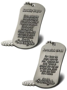 Antique Finish Serenity Prayer Dog Tag Necklace - Jeremiah 29:11 (4 Pack) - Picture 1 of 4