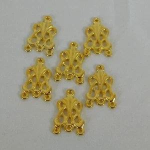 6 Filigree Drop Gold Tone Earring Chandelier Connector Jewelry Making 1" Lg - Picture 1 of 4