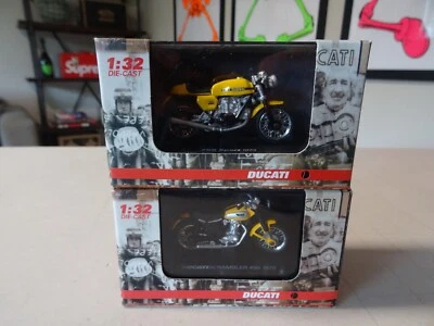 NEW LOT OF 2 - NewRay 1/32 Scale Diecast Ducati YELLOW Motorcycle BIKE SET 1:32 - Image 1 of 4