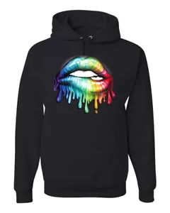 Colorida Sudadera con Capucha Gráficos Unisex Unisex Arco Iris con Morder Labios Cultura Pop - Imagen 1 de 20