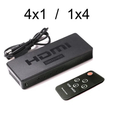 4x1 HDMI Switch 1x4 HDMI Splitter Video Converter 1080P for DVD PS3 PS4 PC HDTV - Image 1 of 4
