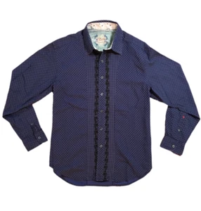 Robert Graham Herren Hemd mit Knopfleiste blau kariert bestickt Flip Cuff Gr. XL - Bild 1 von 6
