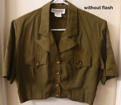 2 Piece Vintage Shorts & Top Army Green Outfit Jr 11/12 Francine Browner - Image 1 of 4