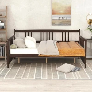 Easy Assembly Full Size Daybed with Support Legs Espresso Furniture - Picture 1 of 12