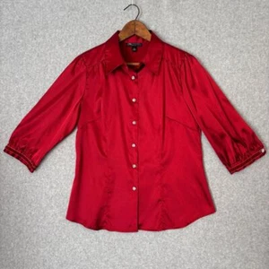 I.N. Studio Petite grande blouse rouge femme manches 3/4 bordure velours haut sexy - Photo 1/11