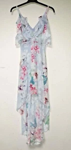 Lipsy Soft Tropical Frill Hi-Lo Maxi Dress Blue UK 6 EU 34 LN001 VV 13 - Picture 1 of 5