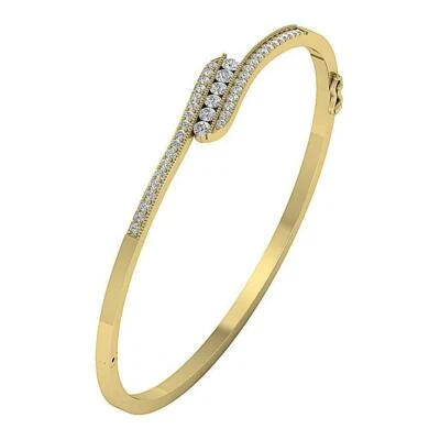 Womens Bangle Bracelet Natural Diamond SI1 G 1.00 Ct 14K Yellow Gold Appraisal - Image 1 of 4