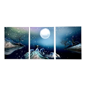 Arte da parete stampata su tela, incorniciata - paesaggio animale, 3 pannelli 12"" x 16"" ciascuno - Foto 1 di 14