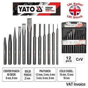 Yato Profi Stechbeitel und Locher Set 12-teilig im handlichen Koffer GEHÄRTET YT-4714 - Bild 1 von 3