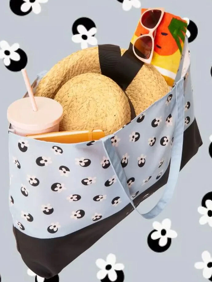 Bolso de Mano Kate Spade Azul Grisáceo y Azul Marino Lunares Flor 25" x 15" Y Foto 1 de 2