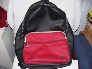 LACOSTE Black & Red Unisex Backpack Bookbag - Picture 1 of 6