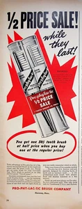 1949 Pro-phy-lac-tic Tooth Brush Vintage Print Ad 1940s Sale Florence Mass - Picture 1 of 1
