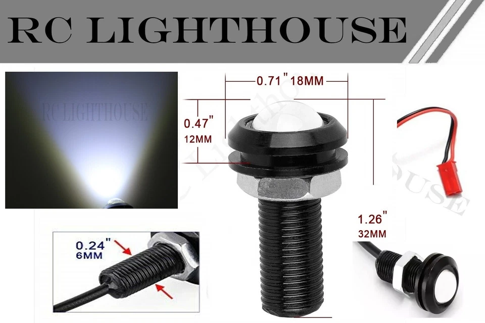 RC LED HID Headlights - Universal fit for Traxxas Arrma Crawler Spot Light HD2W  - Image 1 of 4