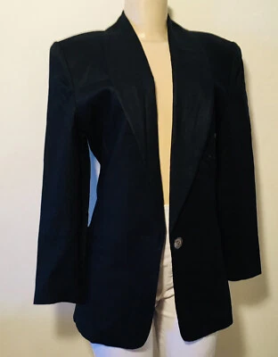 Винтажный Classiques Entier костюм полностью с подкладкой темно-синий льняной XS/6 EUC - Изображение 1 из 4