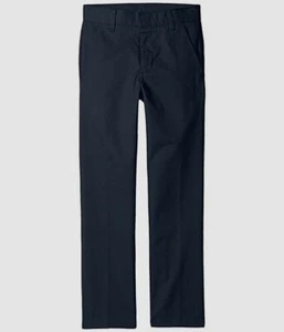 $135 Nautica Kid's Boy's Blue Trousers Flat Front Chino Khaki Uniform Pants 18H - Picture 1 of 2