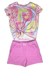 32 Degrees Cool Girls Tie Dye Tee w/Solid Color Matching Shorts Kids S (7/8) - Picture 1 of 4