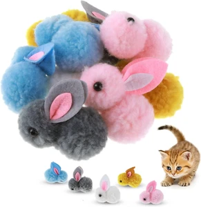 10Pcs Cat Plush Toy Balls, Cute Bunny Shape Kitten Pompom Soft Kittens 5.5Cm/2.1 - Picture 1 of 12