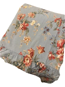 Vtg Ralph Lauren Yvette Twin Blue Multicolored Floral  Ruffled Flat Sheet - Picture 1 of 6