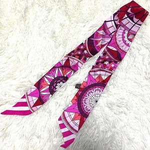 HERMES Twilly Schal Kompass Rosenmuster Logo Etikett Seidenmaterial - Bild 1 von 8