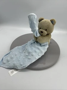 Carter's Child of Mine Brown Teddy Bear Holding Blue Blanket Lovey Security Blan - Picture 1 of 6