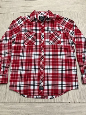 Crooks & Castles Shirt Mens Small Red White Plaid Flannel Button Up Casual Top - Image 1 of 4