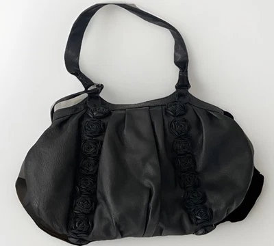 Bolso de Hombro Hobo Colección Obra Maestra Rosa Cuero Negro Brighton Y2K Grunge Foto 1 de 4