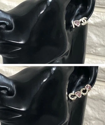 CHANEL Earrings Coco Logo Heart Pink Crystal Stone Multi Gold Plate B22B - Image 1 of 4
