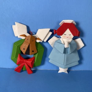 Hundert 80 Porzellan Origami Rentier Kranz & Engel Christbaumschmuck - Bild 1 von 14
