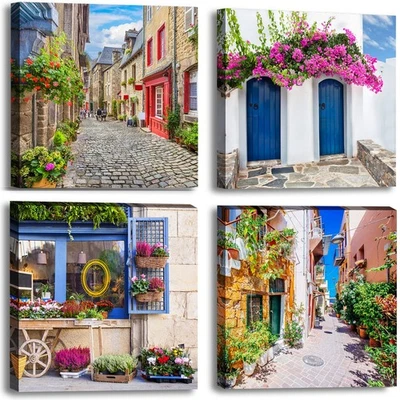 Italy Tuscan Wall Art, Colorful Nature Scenic Framed Pictures Canvas Prints, ... - Image 1 of 4