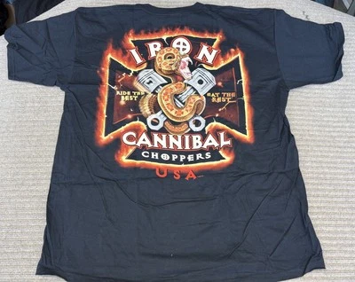 ￼ Vintage choppers iron cannibal liquid blue shirt men’s XXL 2002 West Coast Y2K - Image 1 of 4