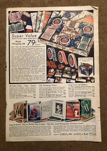 Vintage 1940er Weihnachten Geschenkpapier Hausschuhe Schuhe Katalog Seite Anzeige 0C25 - Bild 1 von 3
