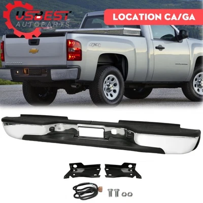 For 1999-2007 Complete Chrome Rear Step Bumper Chevy Silverado 2500HD 3500 HD Foto 1 de 4