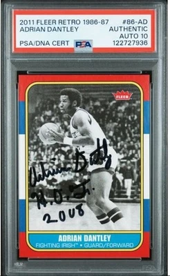2011 1986 Fleer Adrian Dantley Signed Basketball Card PSA/DNA 10 Certified Auto - Image 1 of 3