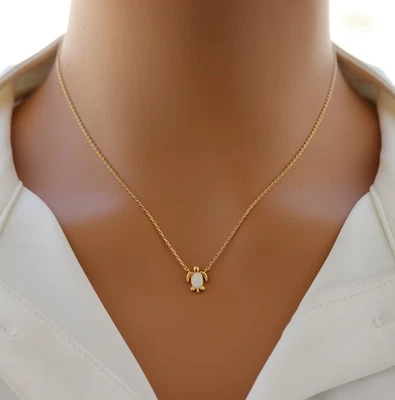 Collar colgante STG chapado en oro de 18 quilates delicado concha de ópalo tortuga marina Foto 1 de 3