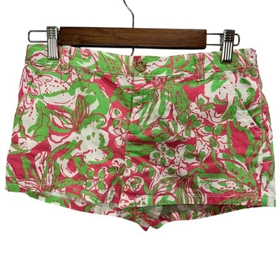 Lilly Pulitzer Girls Callahan Shorts Size 14 Pink Floral Cotton Low Rise Pockets - Изображение 1 из 4