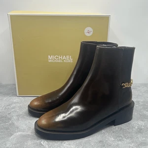 New In Box Michael Kors Leather Ombre brown Chained Boots Zip Up Size 6.5 - Picture 1 of 17