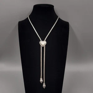 Brighton Eliza Lariat Heart Bolo Necklace Adjustable Silver Tone 18" - Picture 1 of 11