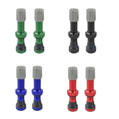 2pcs Tubeless Bike Wheel Tyre Valve Aluminum Alloy Bicycle Valve Cap Dust Proof - Image 1 of 4