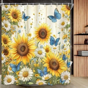 Sunflower Shower Curtain, Farmhouse Rustic Country Shower Curtain Rustic Sunf... - Picture 1 of 5