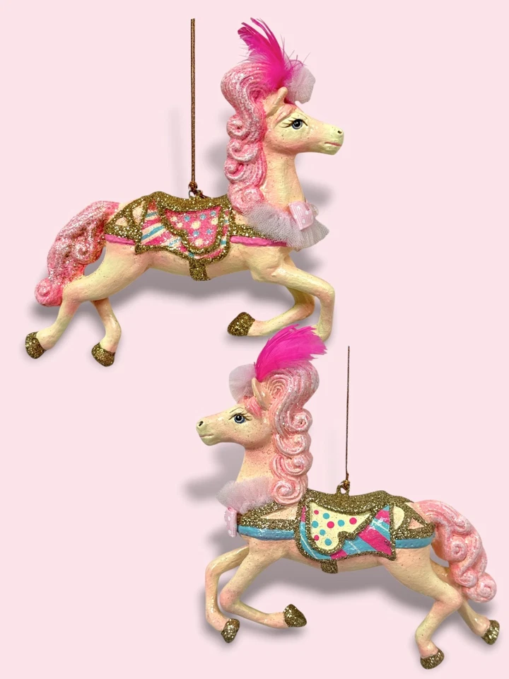 Goodwill Candy Karneval Zirkus Pferd Rosa Weihnachtsdeko Aufhänger 14,5cm NEU - Bild 1 von 1