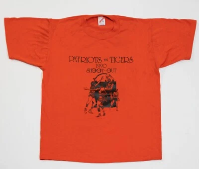 Vintage Basketball Shootout T-Shirt XL 1990 Single Stitch Patriots Tiger 21x26 - Image 1 of 4