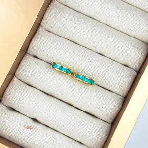 Garden Green Silver Opal Hoop Earrings – Sterling Silver- 18k Gold - Huggie Hoop - Picture 1 of 28