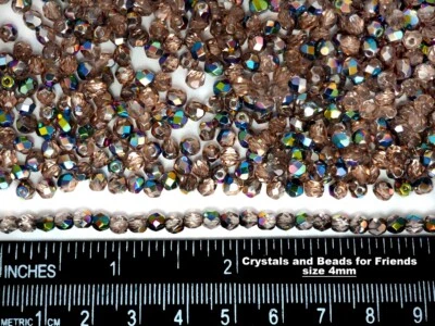 600 Preciosa Czech Glass Fire Polished Round Beads 4mm Vintage Rose Vitrail coat - Image 1 of 4