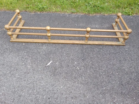 Antique Victorian 42"  Architectural Ball & Rail Brass Fireplace Fender Cover