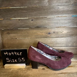 Womens Hotter Maroon Suede Slip On Comfort Shoes Pumps Heels Size 5.5 US 7.5 M - Picture 1 of 6