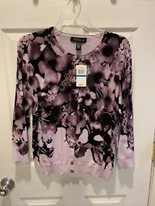 Cable & Gauge Pink Purple Floral Cardigan XL NWT - Picture 1 of 9