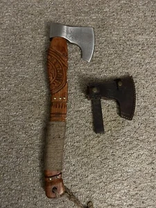 CUSTOM HAND FORGED Carbon Steel Viking VALHALLA Axe Tomahawk Throwing Axe+Sheath - Picture 1 of 7