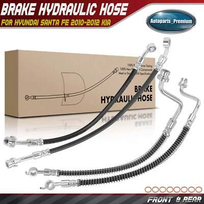 4x Front & Rear Brake Hydraulic Hose for Hyundai Santa Fe 2010-2012 Kia Sorento - Image 1 of 4
