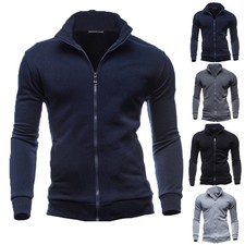 New Mens Slim Casual Zipper Pullover Hoodies Hooded Top Jumper Jacket Sweatshirt